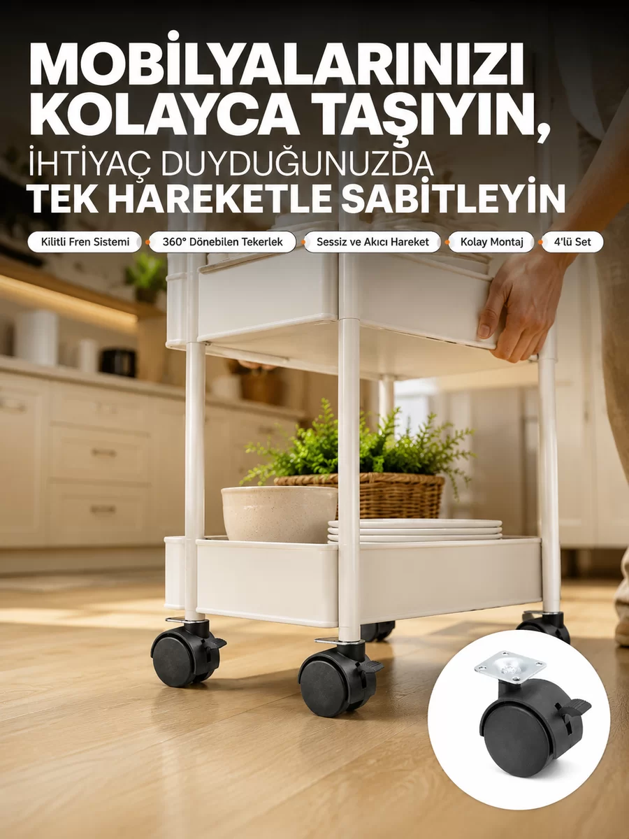 4’lü Kilitli Tekerlek Ayak 4 cm Sessiz ve Dayanıklı 1 4’lü Kilitli Tekerlek Ayak 4 cm Sessiz ve Dayanıklı