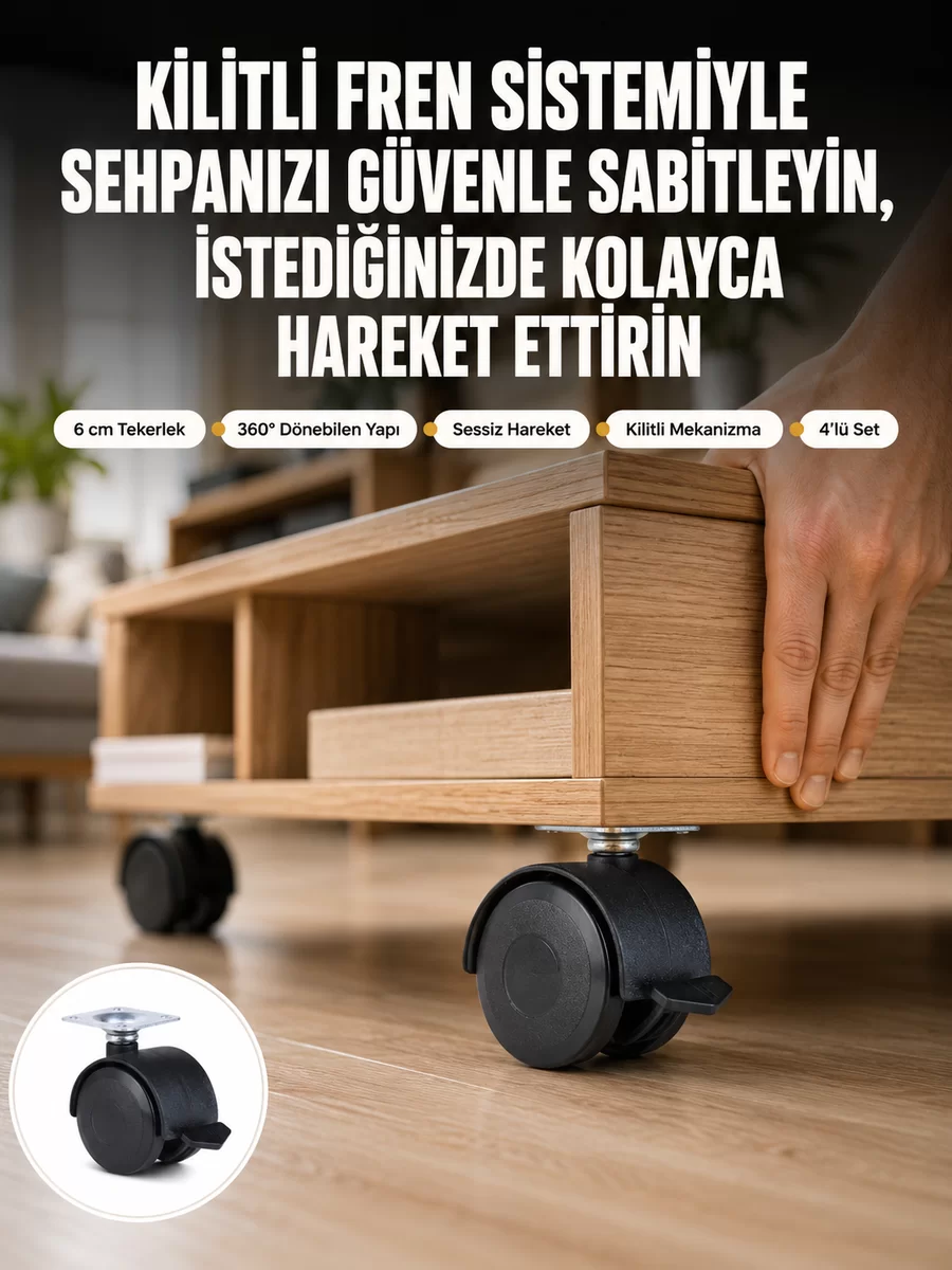 Sehpa ve Restoran Arabası İçin Kilitli Ayak 4’lü 1 Sehpa ve Restoran Arabası İçin Kilitli Ayak 4’lü