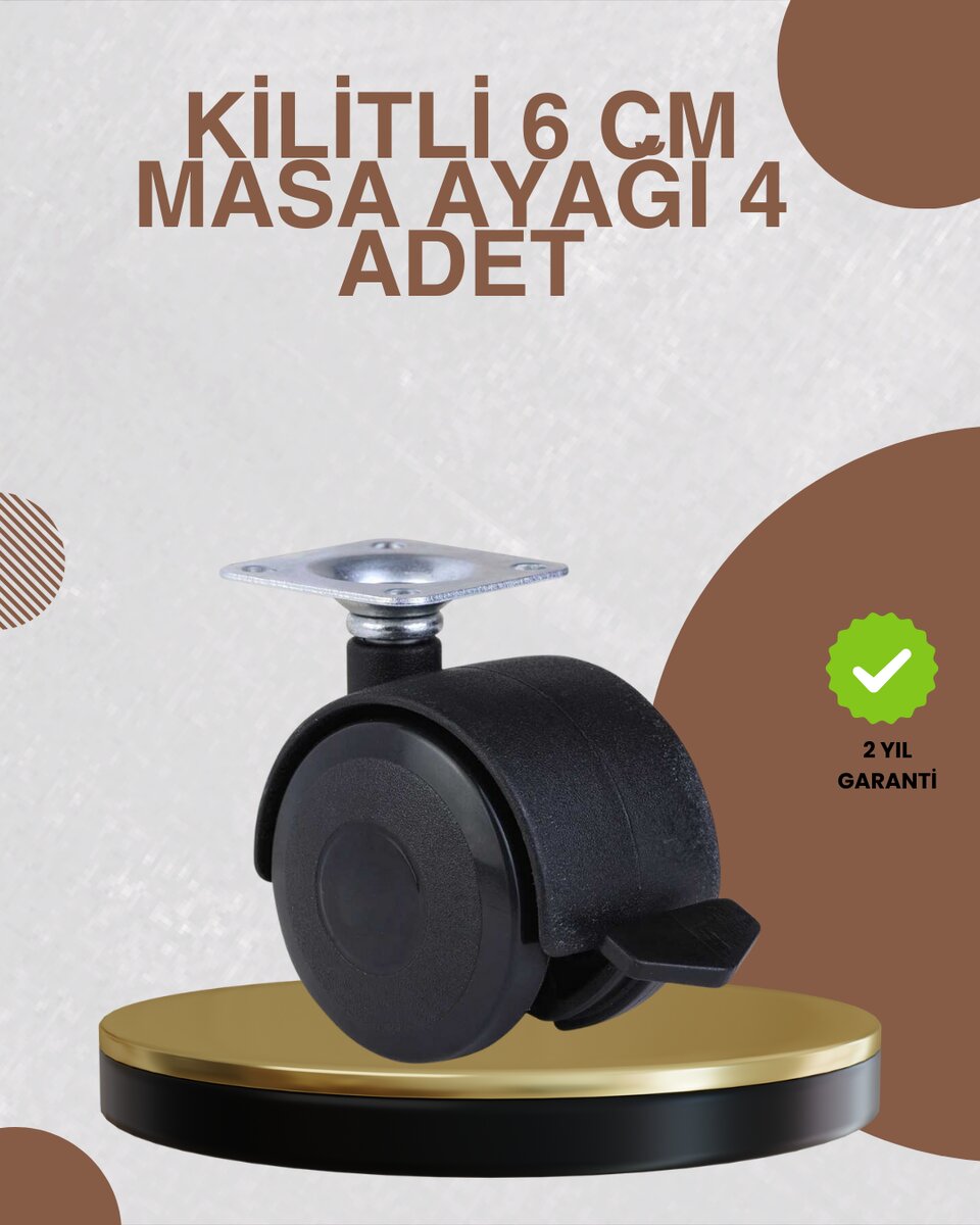 Kilitli Mobilya Ayağı 6 cm 4’lü Set Zemin Korumalı 1 Kilitli Mobilya Ayağı 6 cm 4’lü Set Zemin Korumalı
