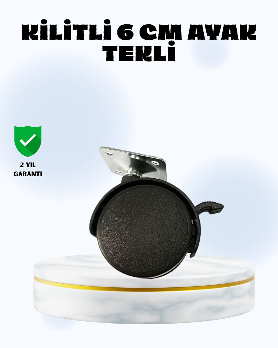 6 cm Kilitli Tekerlek Ayak Tek Adet 1 6 cm Kilitli Tekerlek Ayak Tek Adet