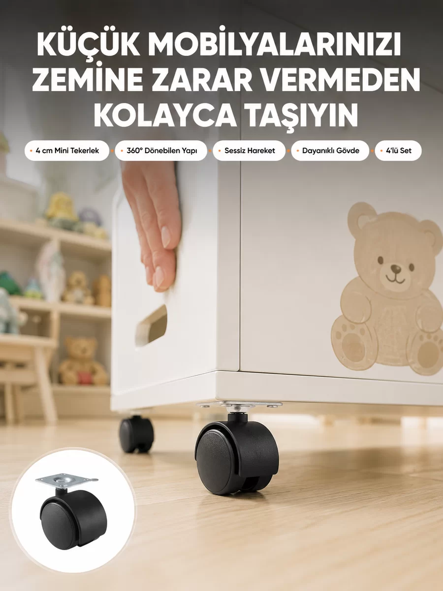 Sehpa ve Ekipmanlar İçin Kilitsiz 4 cm Ayak 4’lü 1 Sehpa ve Ekipmanlar İçin Kilitsiz 4 cm Ayak 4’lü