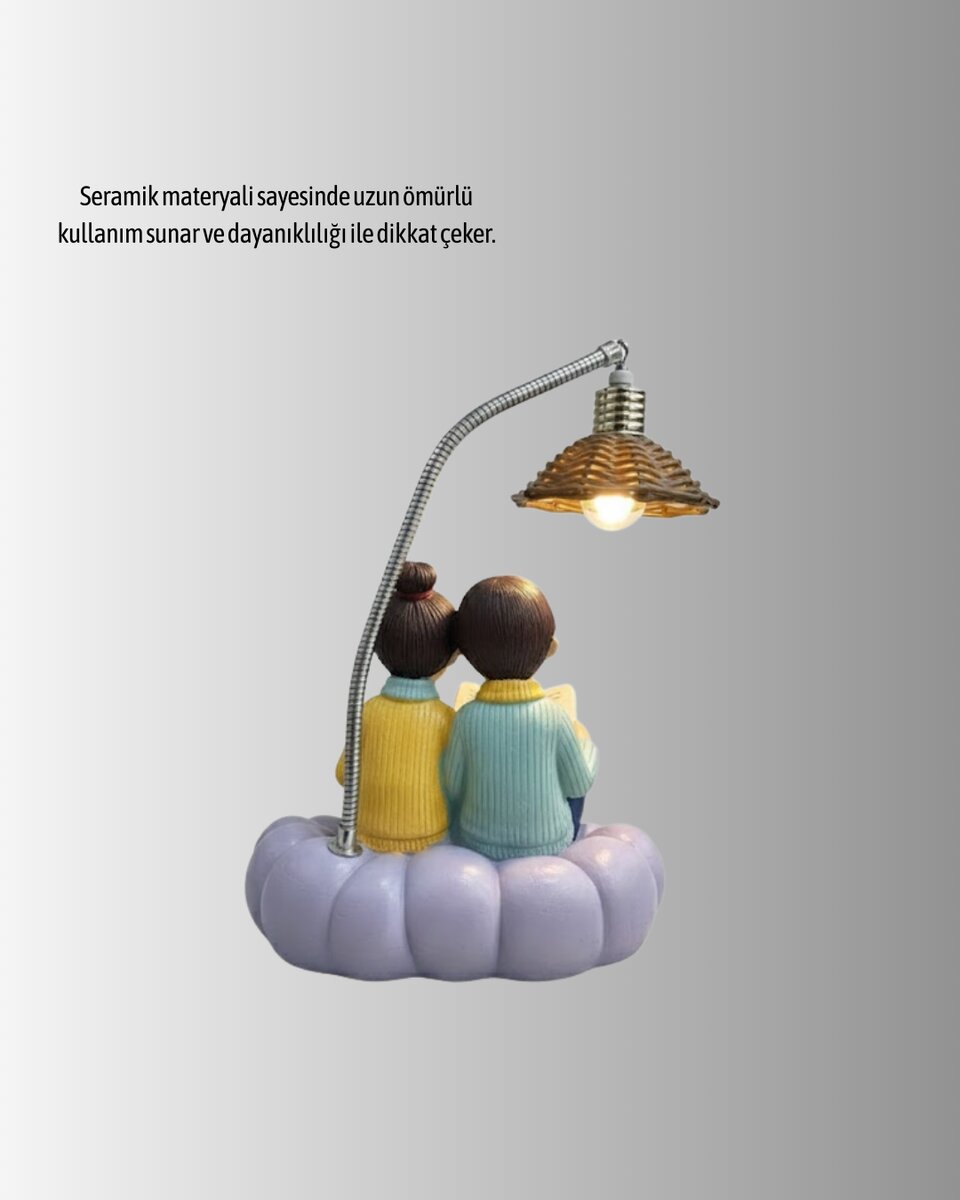 Kitap Okuyan Çift Figürlü Gece Lambası Romantik Dekoratif Masa Lambası 3 Kitap Okuyan Çift Figürlü Gece Lambası Romantik Dekoratif Masa Lambası - Görsel 3