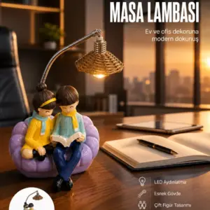 Romantik Çift Temalı Dekoratif Masa Lambası Yumuşak LED Işık
