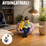 Okuyan Çift Figürlü Dekoratif Gece Lambası Hediye Seçeneği