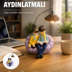 Okuyan Çift Figürlü Dekoratif Gece Lambası Hediye Seçeneği