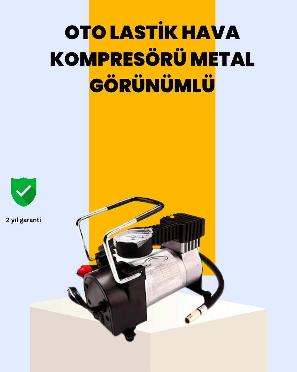 Araç Çakmak Girişli Metal Hava Kompresörü 10A Güçlü Motor 1 Araç Çakmak Girişli Metal Hava Kompresörü 10A Güçlü Motor