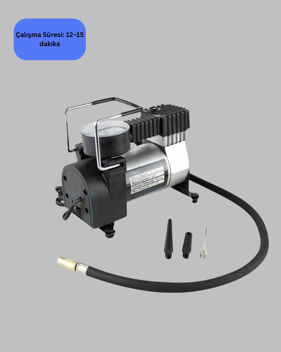 Araç Çakmak Girişli Metal Hava Kompresörü 10A Güçlü Motor 3 Araç Çakmak Girişli Metal Hava Kompresörü 10A Güçlü Motor - Görsel 3
