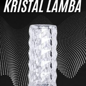 Haydiburaya 107 Kristal Lamba Masa Lambası Şarjlı Masa Lambası Dokunmatik Sensör Usb Şarjlı