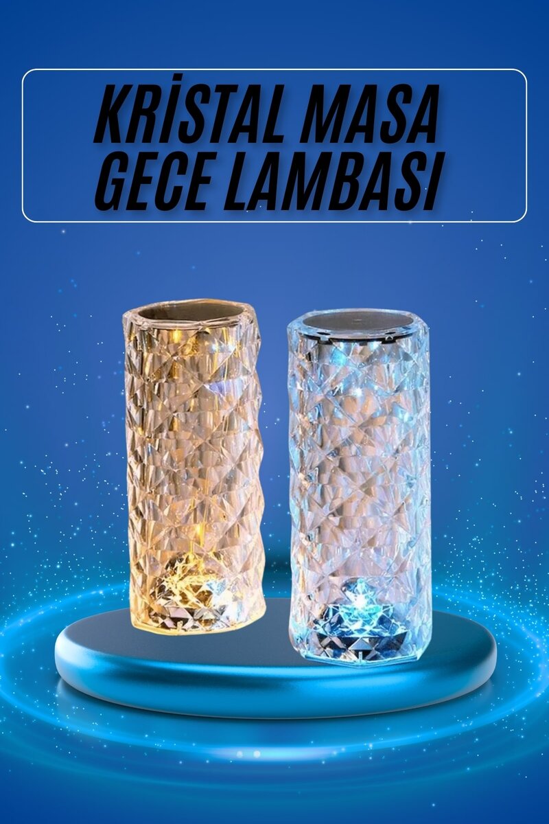 Yeni Nesil Modern Kristal Masa ve Gece Lambası Dokunmatik Renk Değiştirebilen 1 Yeni Nesil Modern Kristal Masa ve Gece Lambası Dokunmatik Renk Değiştirebilen