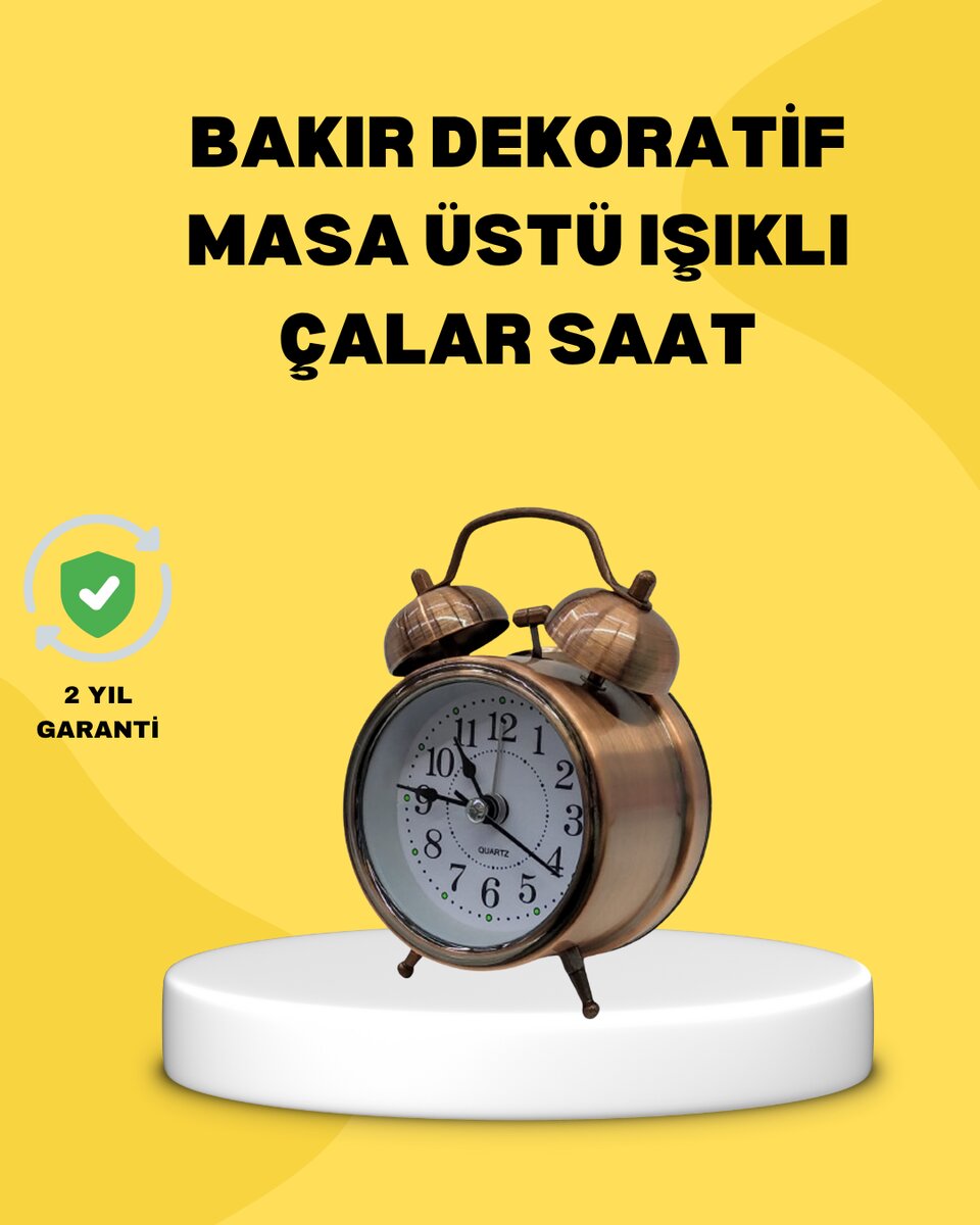Dekoratif Bronz Renk Metal Alarmlı Masa Üstü Saat Klasik Tasarım 1 Dekoratif Bronz Renk Metal Alarmlı Masa Üstü Saat Klasik Tasarım