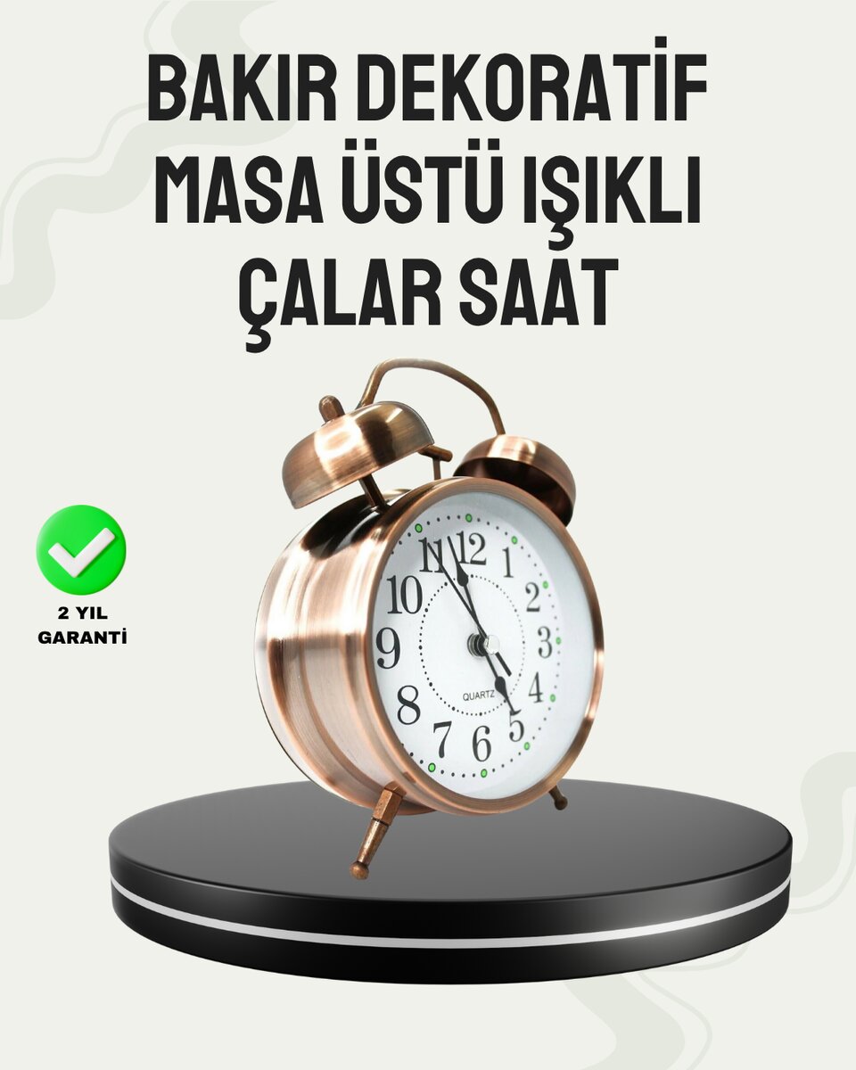 Nostaljik Büyük Boy Metal Masa Saati Bronz Kaplama ve Yüksek Sesli Alarm 1 Nostaljik Büyük Boy Metal Masa Saati Bronz Kaplama ve Yüksek Sesli Alarm