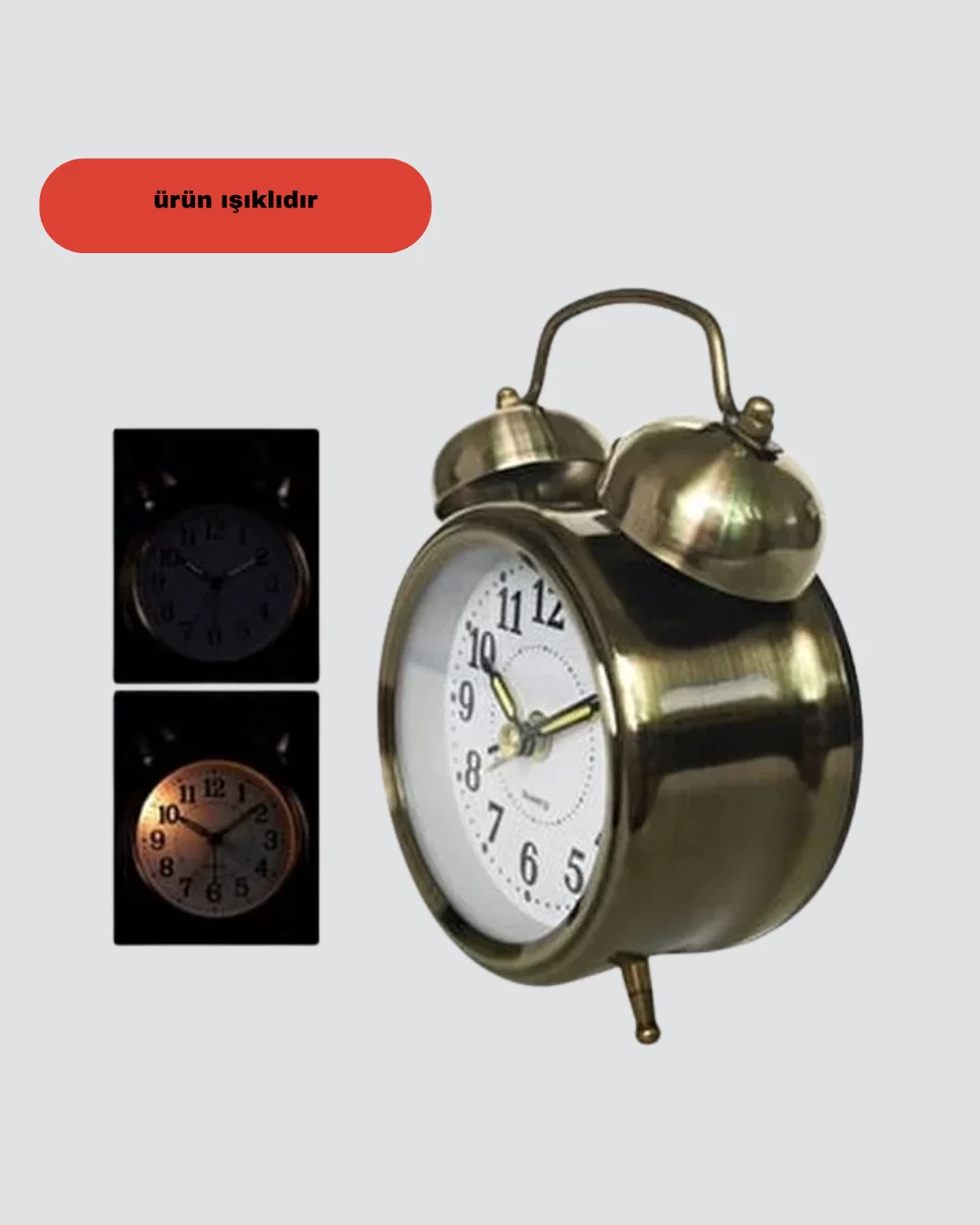 Retro Tarz Bronz Dekoratif Masa Saati Metal Gövde Yüksek Sesli Alarm 4 Retro Tarz Bronz Dekoratif Masa Saati Metal Gövde Yüksek Sesli Alarm - Görsel 4