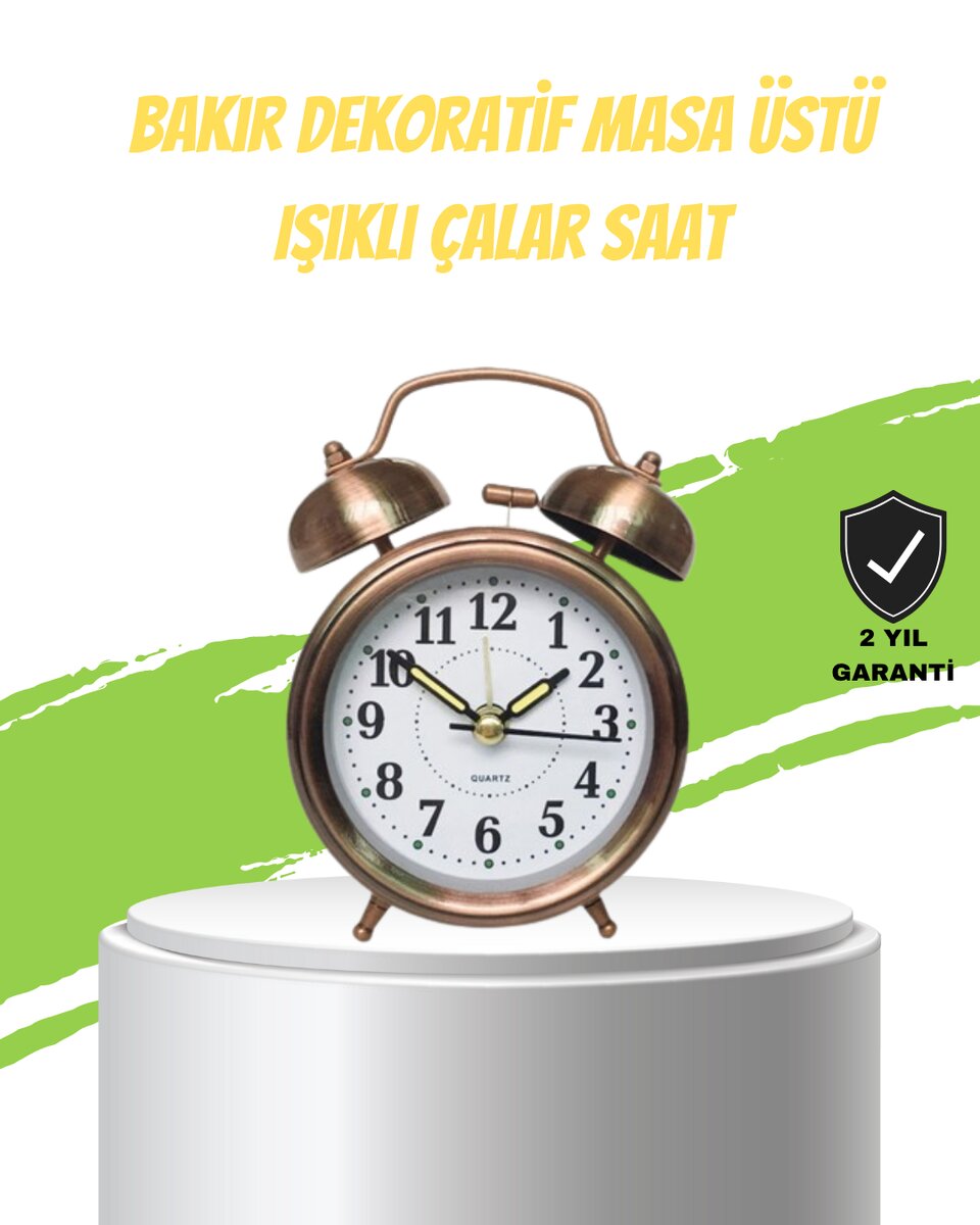 Nostaljik Bronz Metal Alarmlı Masa Saati Büyük Boy Dekoratif ve Şık Tasarım 1 Nostaljik Bronz Metal Alarmlı Masa Saati Büyük Boy Dekoratif ve Şık Tasarım
