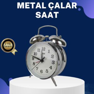 Alarmlı Dekoratif Yuvarlak Masa Saati Gümüş Renk Sessiz ve Işıklı