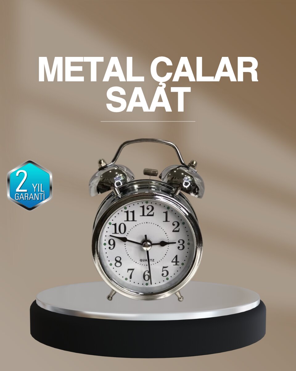 Dekoratif Yuvarlak Gümüş Sessiz Işıklı Masa Üstü Çalar Saat Alarmlı ve Şık Tasarım 1 Dekoratif Yuvarlak Gümüş Sessiz Işıklı Masa Üstü Çalar Saat Alarmlı ve Şık Tasarım