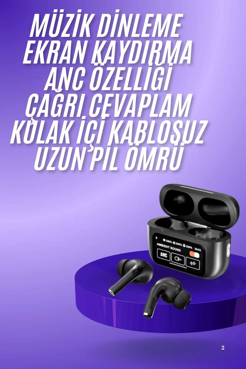 2.Nesil Pro Ekranlı Sesli Görüşme Yapabilen Kablosuz Bluetooth Kulaklık Yeni Nesil 2 2.Nesil Pro Ekranlı Sesli Görüşme Yapabilen Kablosuz Bluetooth Kulaklık Yeni Nesil - Görsel 2