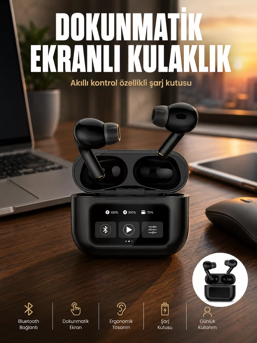 Yeni Nesil Pro Ekranlı Bluetooth Kulaklık 5.0 Bluetooth Yeni Nesil 1 Yeni Nesil Pro Ekranlı Bluetooth Kulaklık 5.0 Bluetooth Yeni Nesil