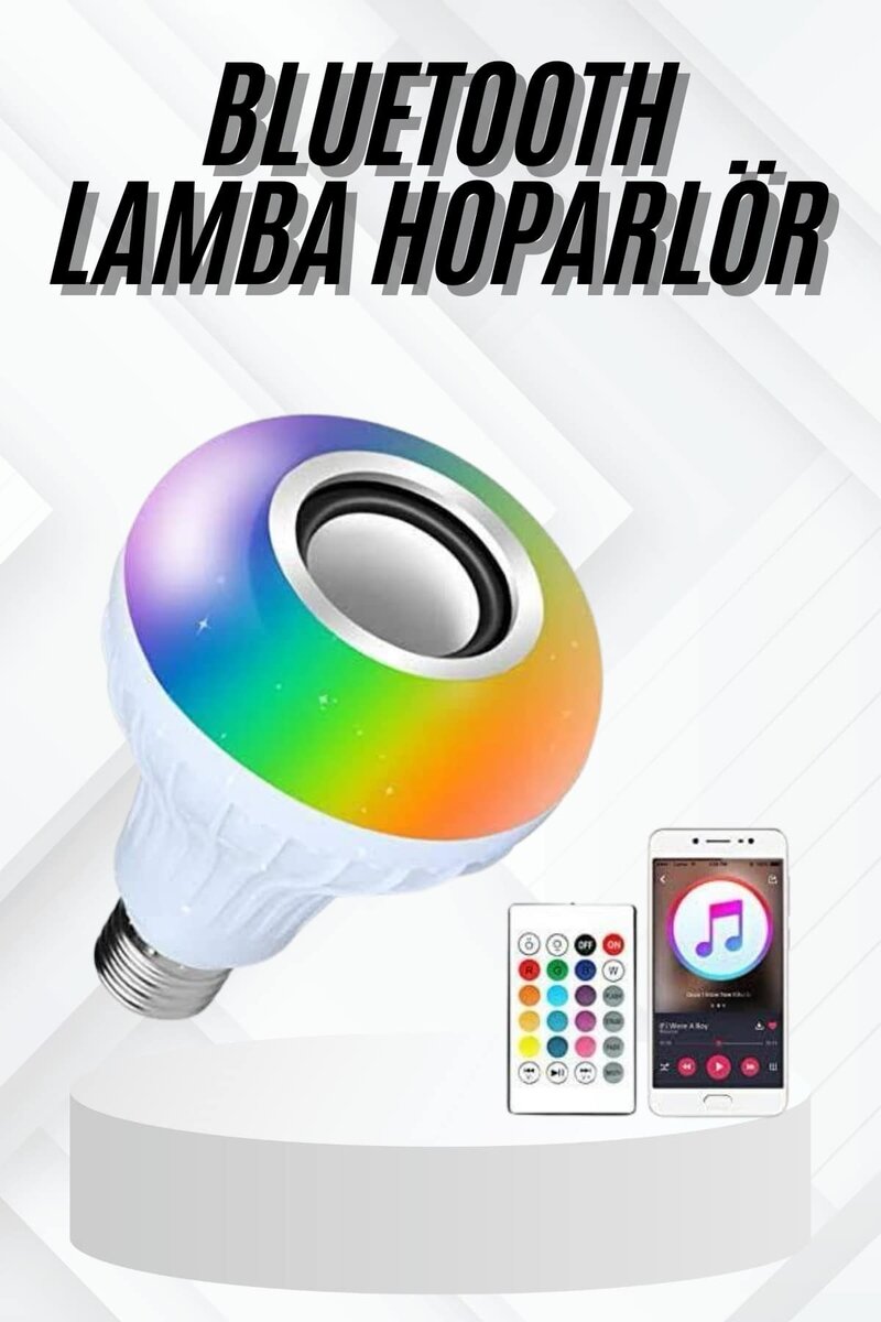 Lamba Hoparlör Ampül Görünümlü Renk Değiştirebilen Android ve İOS Uyumlu 1 Lamba Hoparlör Ampül Görünümlü Renk Değiştirebilen Android ve İOS Uyumlu