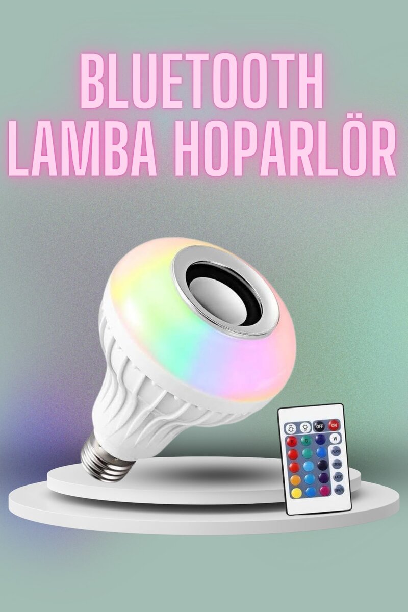 Kumandalı RGB Led Işık Bluetooth Hoparlör Ses Lambası Renkli Ampul 1 Kumandalı RGB Led Işık Bluetooth Hoparlör Ses Lambası Renkli Ampul