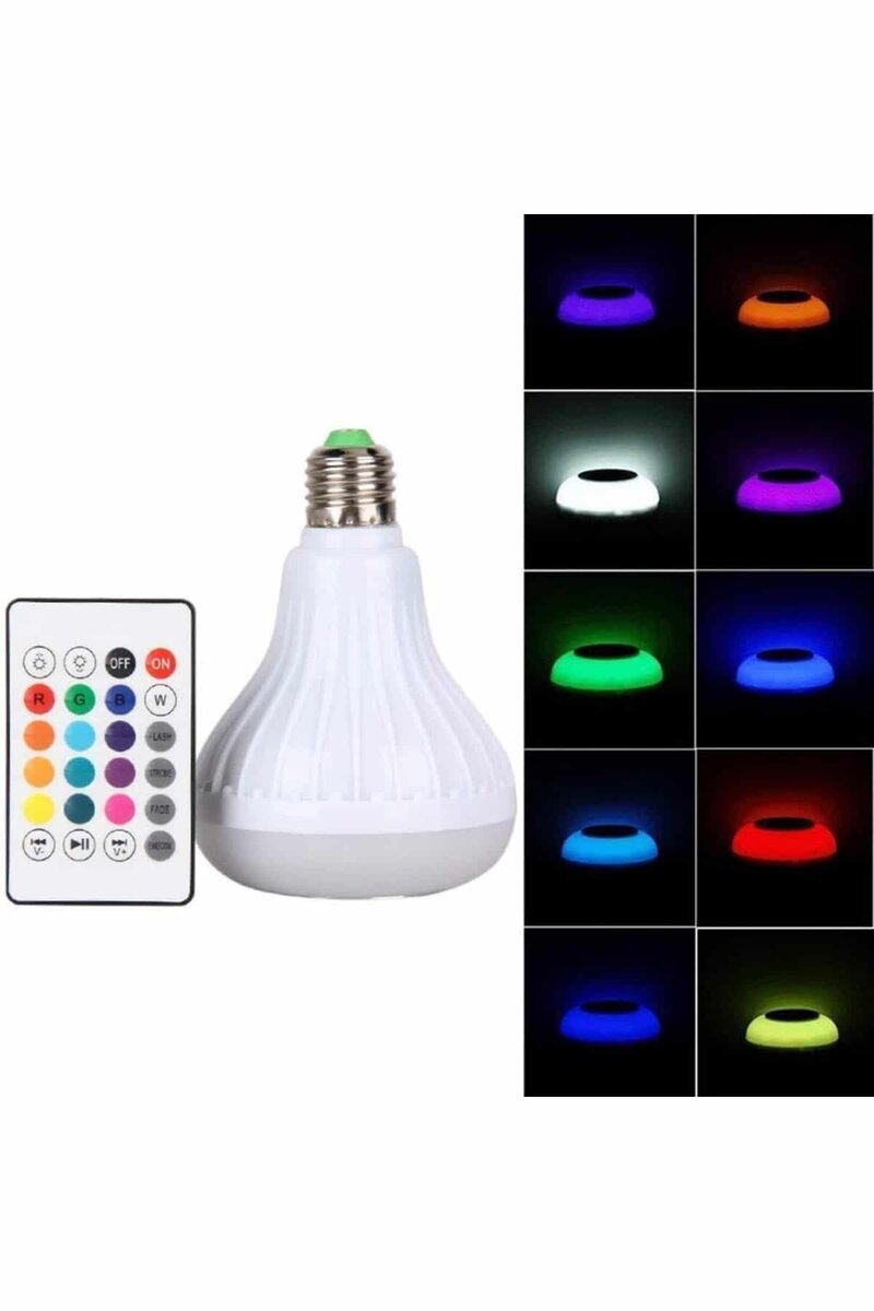Kumandalı RGB Led Işık Bluetooth Hoparlör Ses Lambası Renkli Ampul 2 Kumandalı RGB Led Işık Bluetooth Hoparlör Ses Lambası Renkli Ampul - Görsel 2