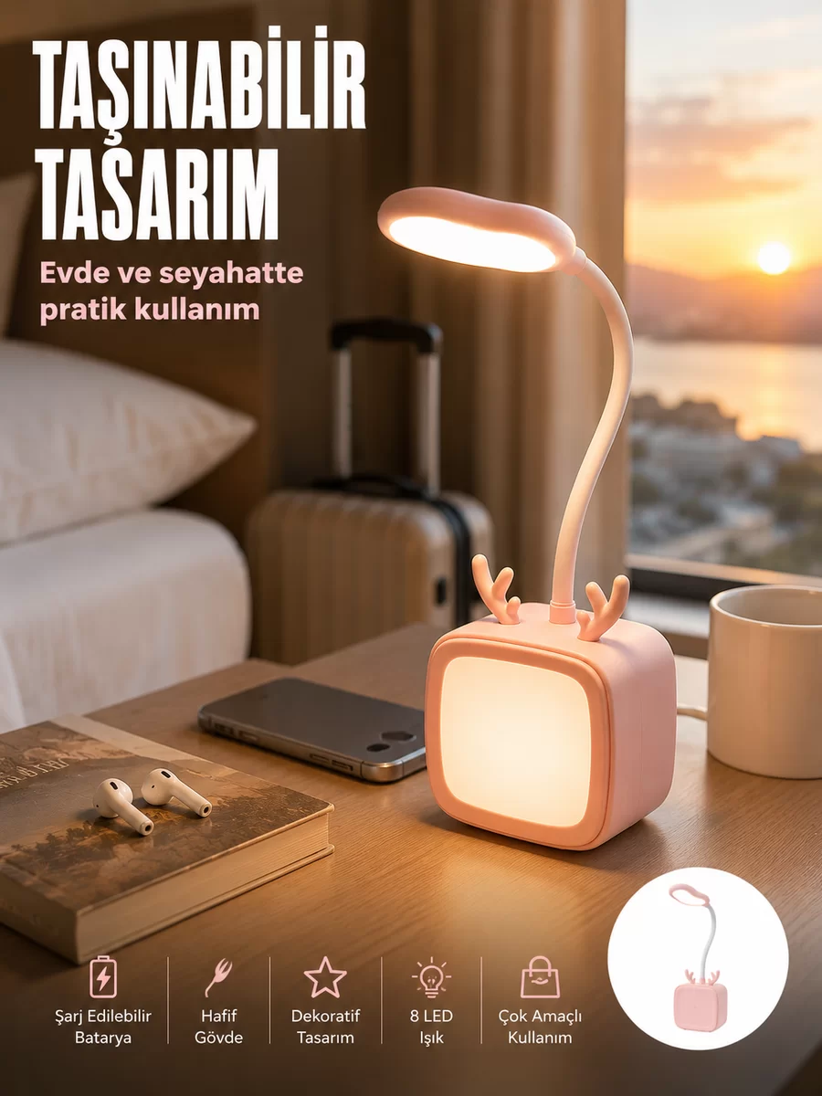 Modern Tasarımlı Şarj Edilebilir LED Gece Lambası 1 Modern Tasarımlı Şarj Edilebilir LED Gece Lambası