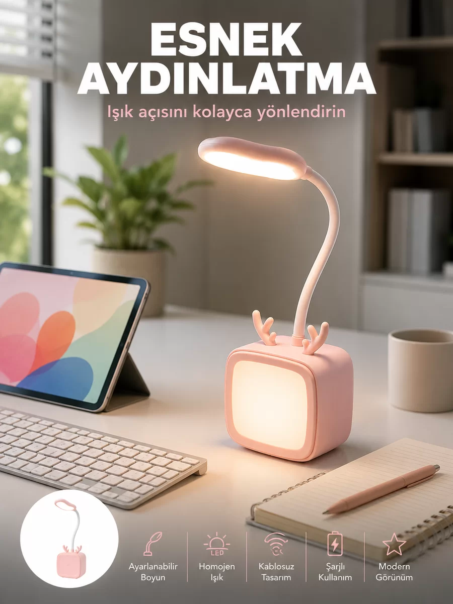 Şarj Edilebilir LED Masa Lambası Kablosuz Taşınabilir Gece Lambası 1 Şarj Edilebilir LED Masa Lambası Kablosuz Taşınabilir Gece Lambası