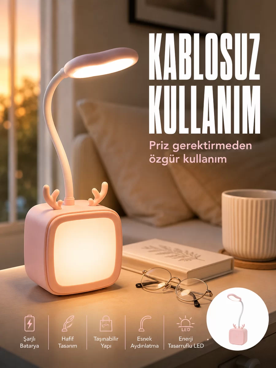Ayarlanabilir LED Masa Lambası Şarjlı Modern Aydınlatma 1 Ayarlanabilir LED Masa Lambası Şarjlı Modern Aydınlatma
