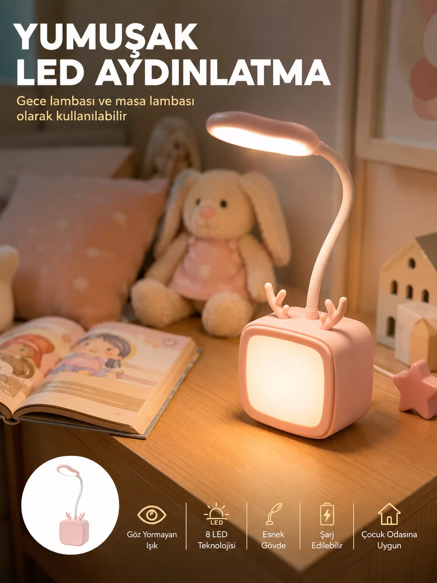 Kablosuz LED Masa ve Gece Lambası Dekoratif Şarjlı Tasarım 1 Kablosuz LED Masa ve Gece Lambası Dekoratif Şarjlı Tasarım