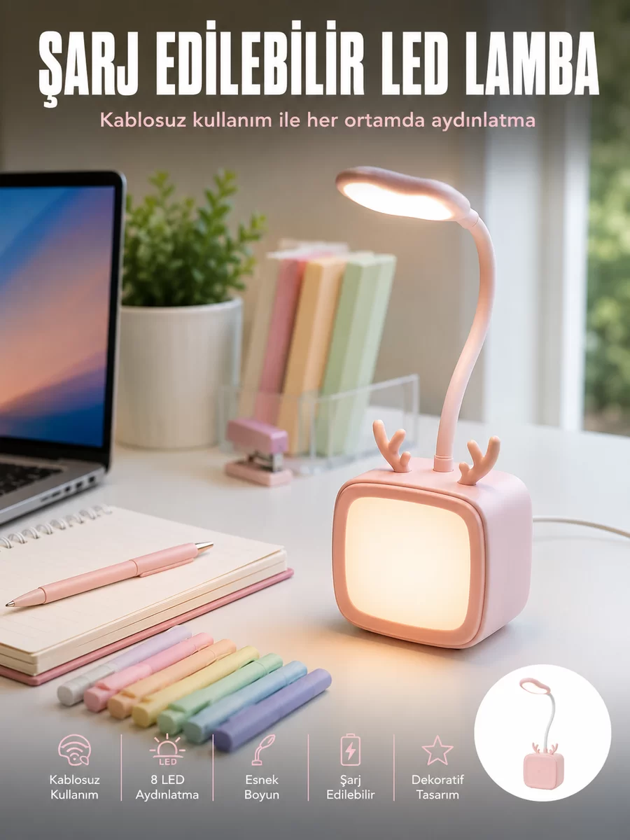 Esnek Gövdeli LED Masa Lambası Taşınabilir Gece Aydınlatması 1 Esnek Gövdeli LED Masa Lambası Taşınabilir Gece Aydınlatması