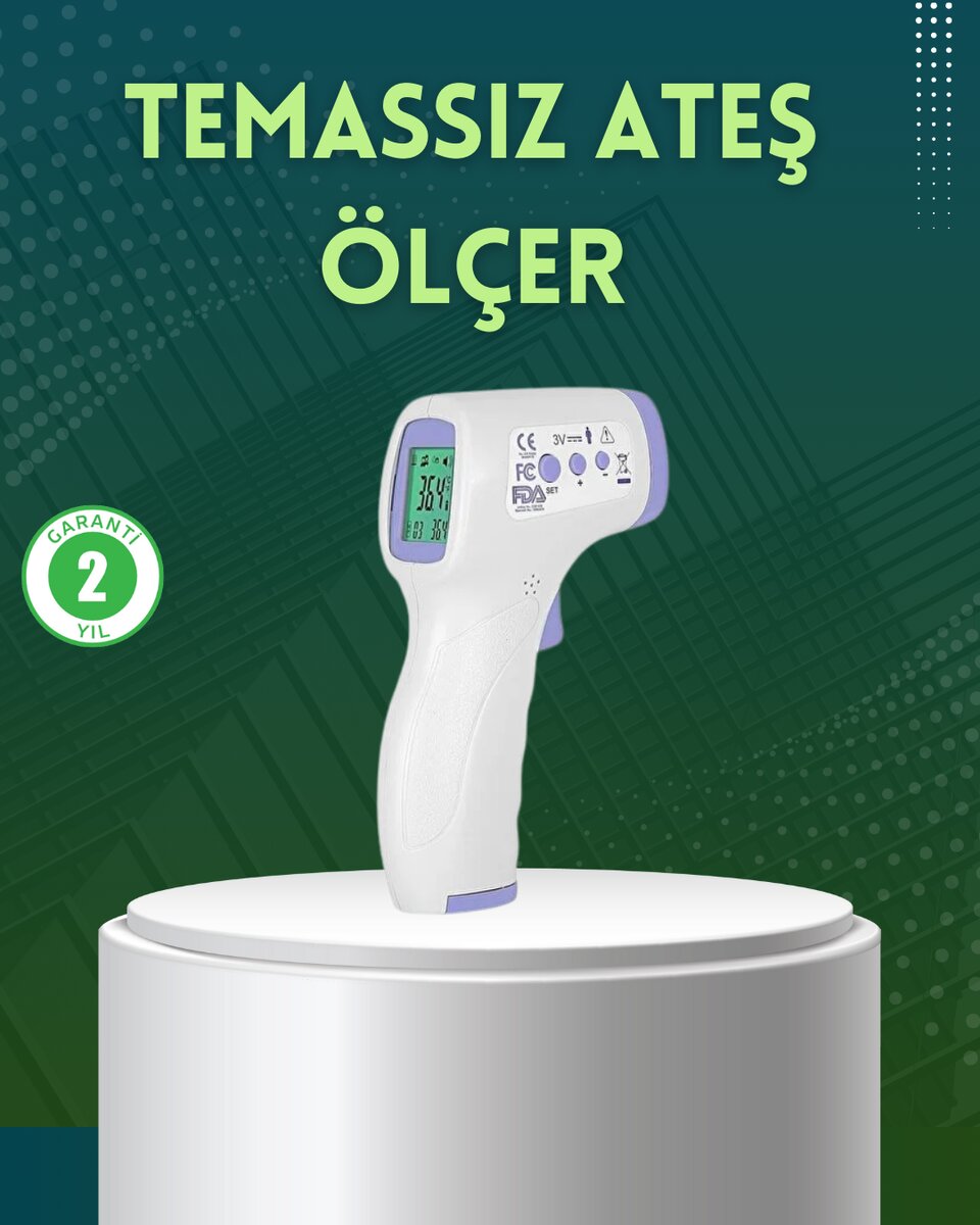 Kızılötesi Temassız Ateş Ölçer LCD Ekranlı Hassas Termometre 1 Kızılötesi Temassız Ateş Ölçer LCD Ekranlı Hassas Termometre