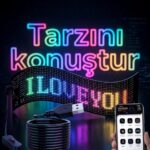 16x96 LED Yazı Paneli 60 cm Esnek RGB Işıklı Programlanabilir Ekran