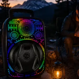 8 İnç Karaoke Hoparlör USB AUX FM Destekli Işıklı Speaker