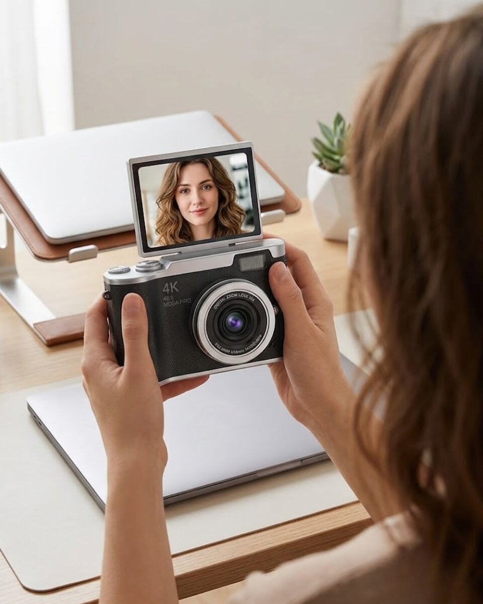 Kompakt 4K Dijital Kamera 48 MP Sensör 8X Zoom Flip Ekran Vlog ve Selfie Uyumlu 1 Kompakt 4K Dijital Kamera 48 MP Sensör 8X Zoom Flip Ekran Vlog ve Selfie Uyumlu