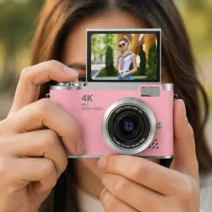 48 MP Vlog Kamera 1080P Video Flip Screen Uzun Pil Ömrü Selfie Kamera