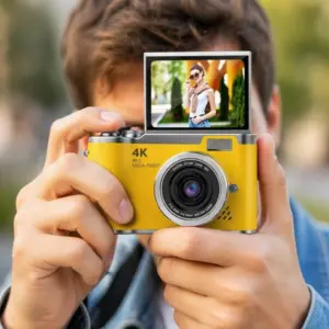 48 MP 4K Dijital Kamera Flip Ekranlı Vlog Selfie Çekim Profesyonel Fotoğraf Makinesi