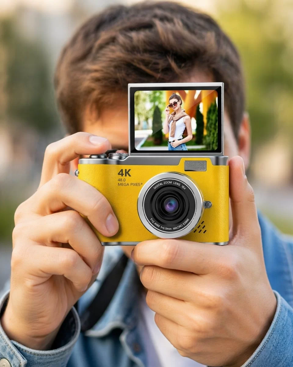 48 MP 4K Dijital Kamera Flip Ekranlı Vlog Selfie Çekim Profesyonel Fotoğraf Makinesi 1 48 MP 4K Dijital Kamera Flip Ekranlı Vlog Selfie Çekim Profesyonel Fotoğraf Makinesi