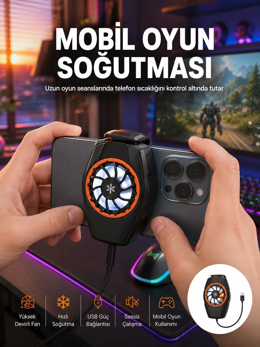 Telefon Soğutucu Cep Telefon Soğutma Fanı Radyatör 1 Telefon Soğutucu Cep Telefon Soğutma Fanı Radyatör