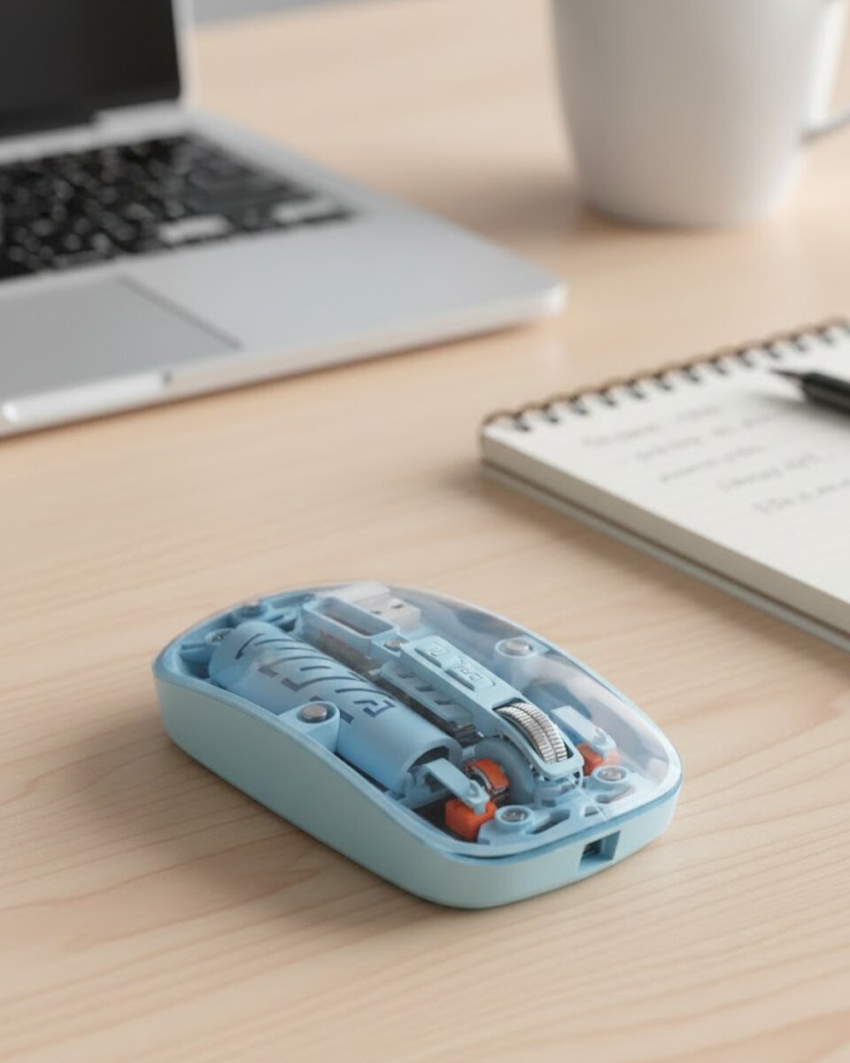 Mavi Kablosuz Mouse Bluetooth ve USB Çift Mod Bağlantılı 1 Mavi Kablosuz Mouse Bluetooth ve USB Çift Mod Bağlantılı