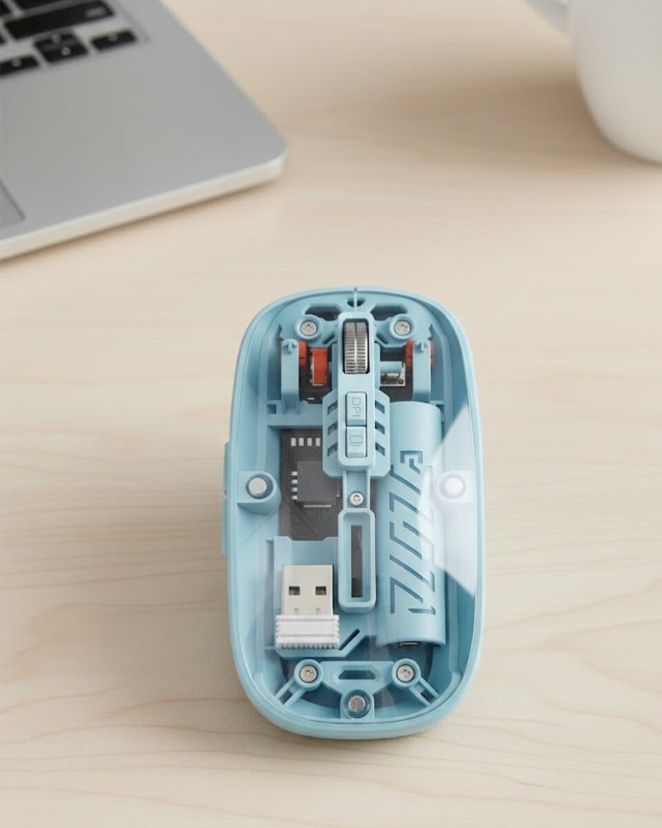 Bluetooth 5.2 ve 2.4G USB Kablosuz Mouse Pilli Mavi Tasarım 1 Bluetooth 5.2 ve 2.4G USB Kablosuz Mouse Pilli Mavi Tasarım
