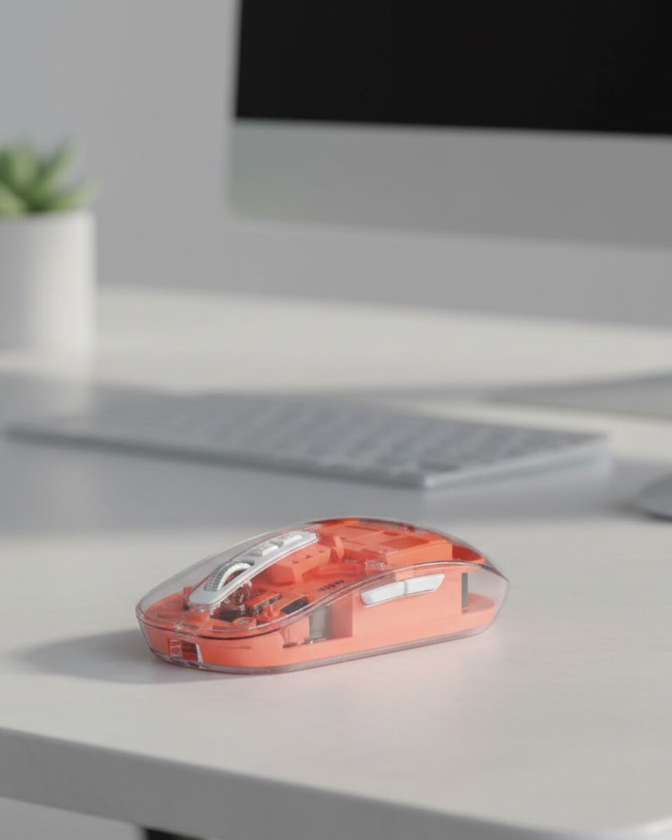 Sessiz Tıklamalı Şeffaf Mouse Bluetooth ve USB Uyumlu 1 Sessiz Tıklamalı Şeffaf Mouse Bluetooth ve USB Uyumlu