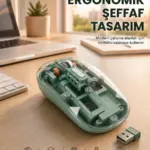Bluetooth ve 2.4G USB Destekli Pilli Kablosuz Şeffaf Mouse Yeni Nesil