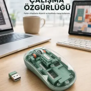 Haydiburaya 11 Çift Mod Bağlantılı Kablosuz Mouse Bluetooth ve USB Alıcılı Yeni Nesil
