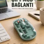 Pilli Kablosuz Mouse Bluetooth ve USB Uyumlu Sessiz Tıklama Yeni Nesil