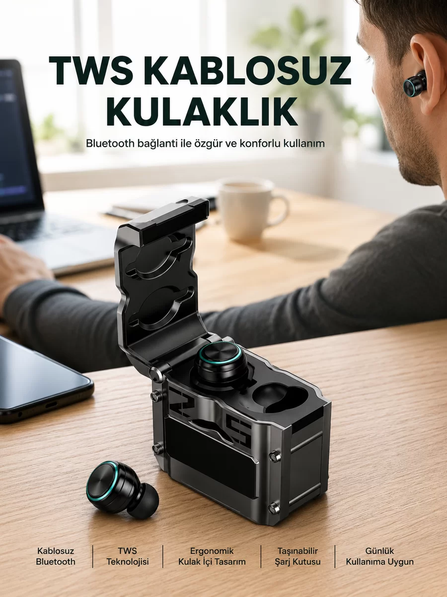 Ergonomik Tasarımlı Bluetooth Kulaklık | Suya Dayanıklı | Dokunmatik Kontrollü Yeni Nesil 1 Ergonomik Tasarımlı Bluetooth Kulaklık | Suya Dayanıklı | Dokunmatik Kontrollü Yeni Nesil