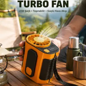 Taşınabilir USB Şarjlı Turbo Fan – 3 Modlu Soğutma Hafif & Kompakt
