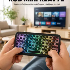 Kompakt Siyah RGB Işıklı Bluetooth Mini Klavye