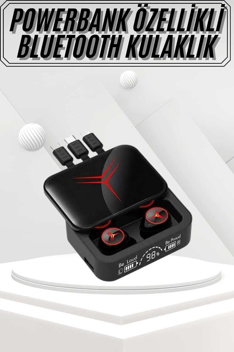 Kablosuz Bluetooth Kulaklık Powerbank Özellikli Göstergeli Hd Mikrofon 1 Kablosuz Bluetooth Kulaklık Powerbank Özellikli Göstergeli Hd Mikrofon