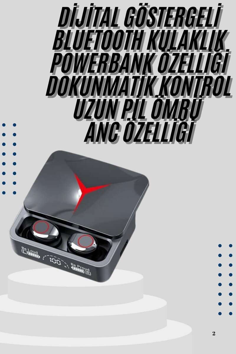 Kablosuz Bluetooth Kulaklık Powerbank Özellikli Göstergeli Hd Mikrofon 2 Kablosuz Bluetooth Kulaklık Powerbank Özellikli Göstergeli Hd Mikrofon - Görsel 2
