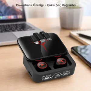 Kablosuz Şarj Göstergeli Powerbank Özellikli Bluetooth Kulaklık Çağrı Cevaplayabilen Yeni Nesil