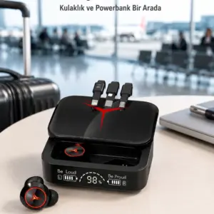 Tws Powerbank Kutulu Dijital Göstergeli Bluetooth Kulaklık Kablosuz Kulakiçi Kulaklık Yeni Nesil